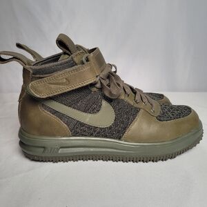 Nike Lunar Force 1 Flyknit Army Green Women's Hightop Work Boot Shoe Size 8.5